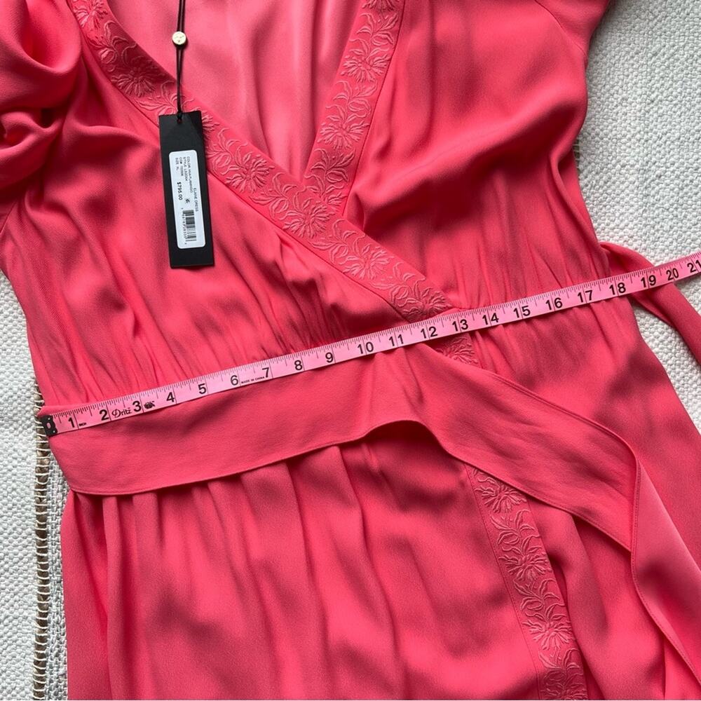 Kobi Halperin Elaine Flamingo Short Flutter Sleeve Wrap Midi Dress Women’s XL - Picture 7 of 14